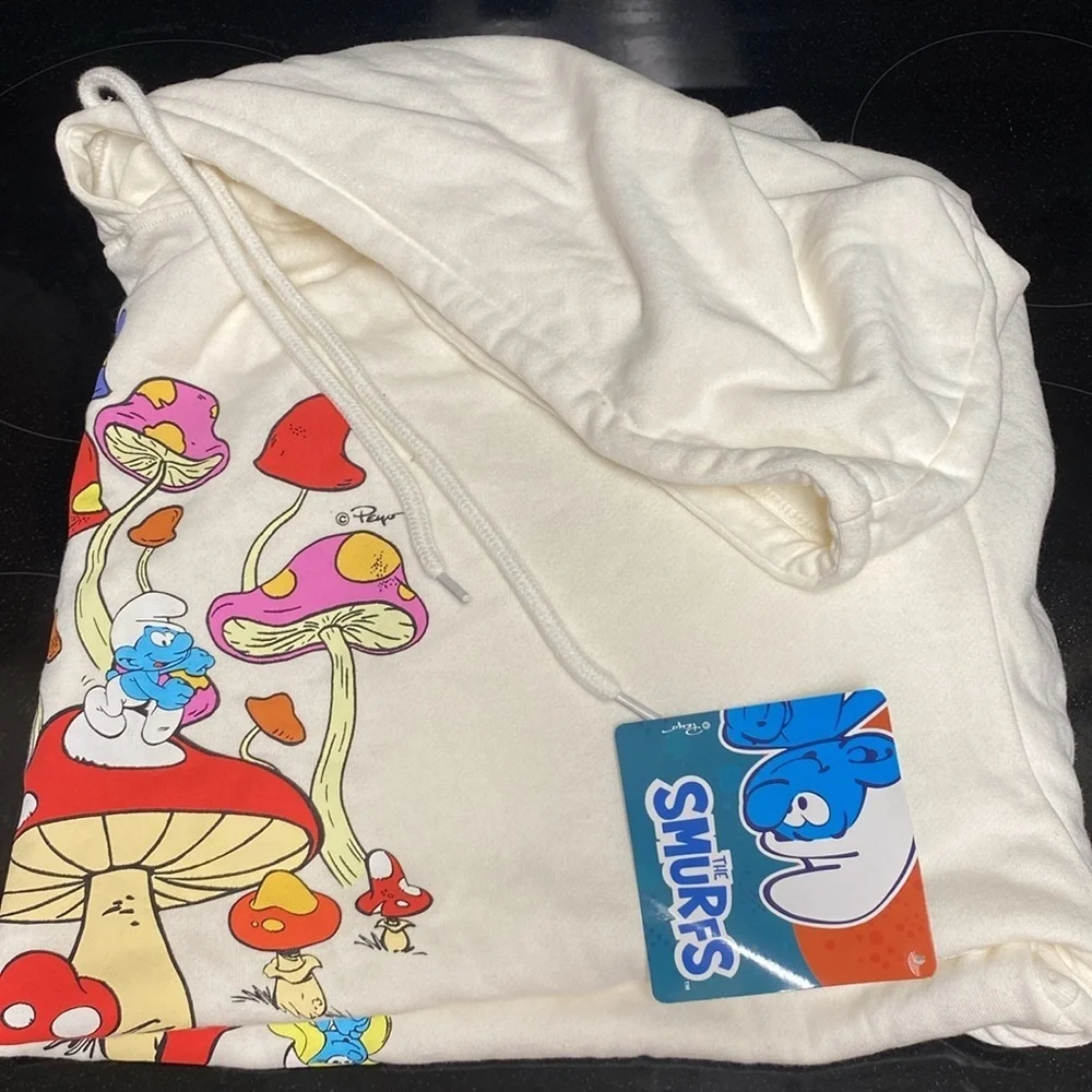 The Smurfs 65th Anniversary Mushroom Pullover Hoodie White XXXL